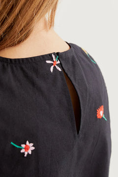 Top Nero stampa Fiori