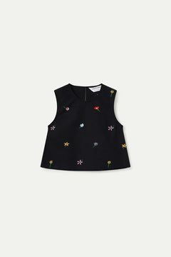 Top Nero stampa Fiori