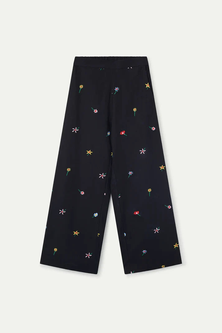 Pantalone Nero con stampa a Fiori