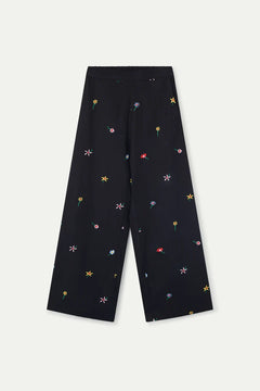 Pantalone Nero con stampa a Fiori