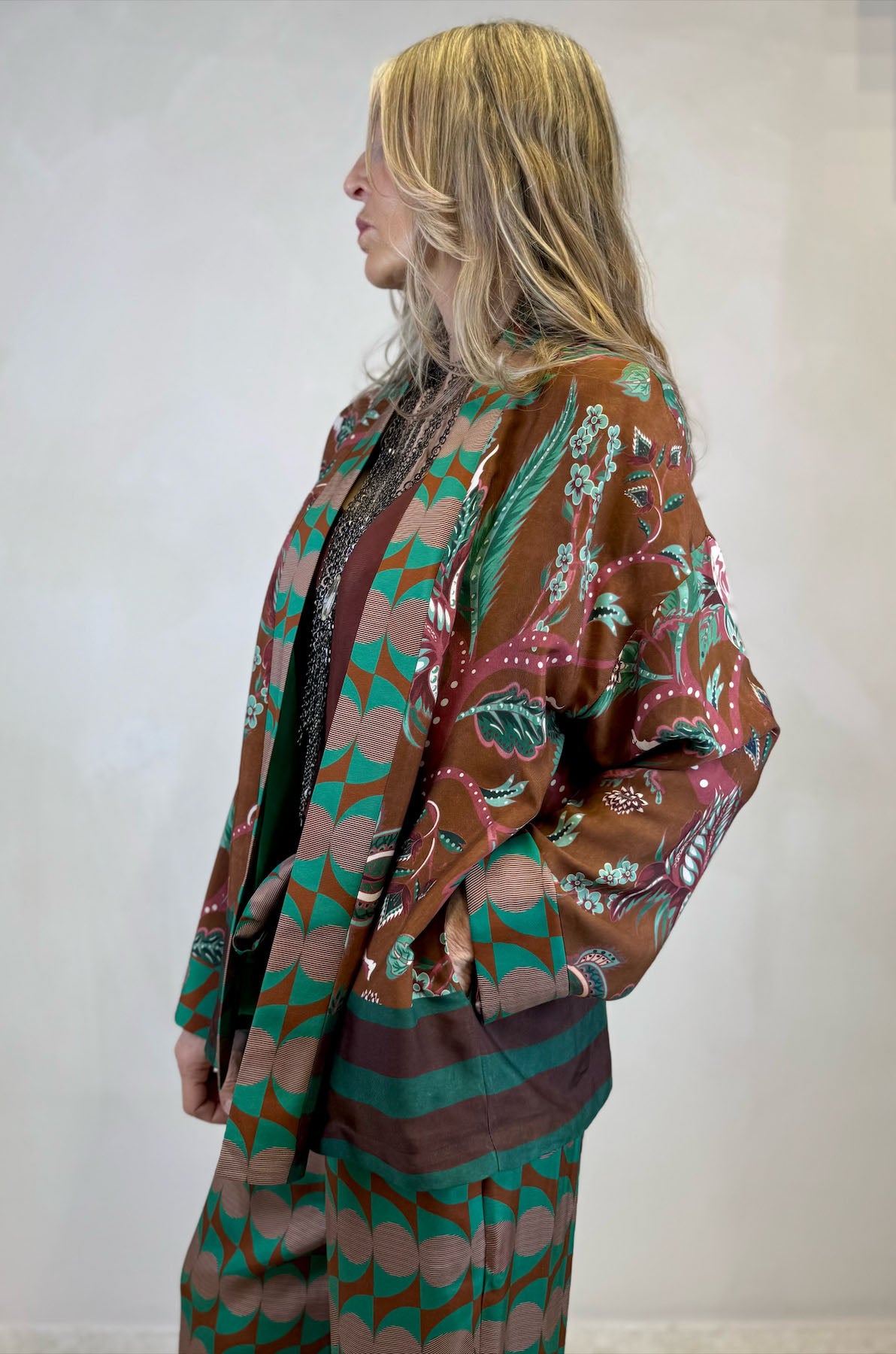 Giacca Kimono Optical e Fiori