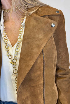 Giacca chiodo in camoscio