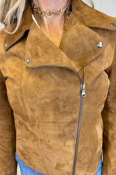Giacca chiodo in camoscio