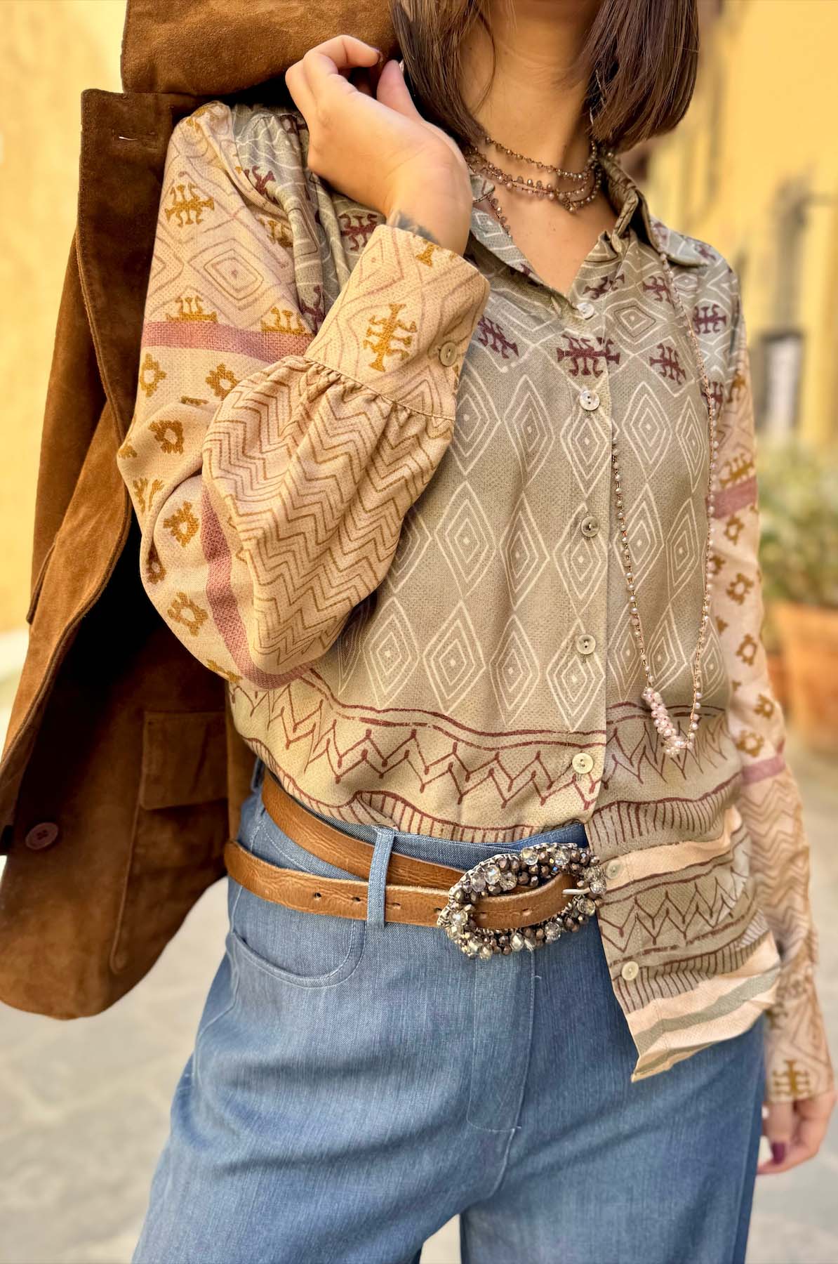 Camicia fantasia geometrica tribale