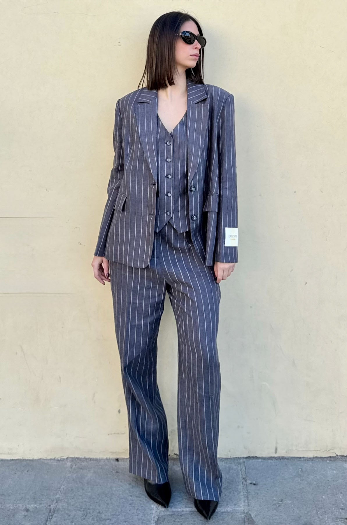 Pantalone Gessato in Lino