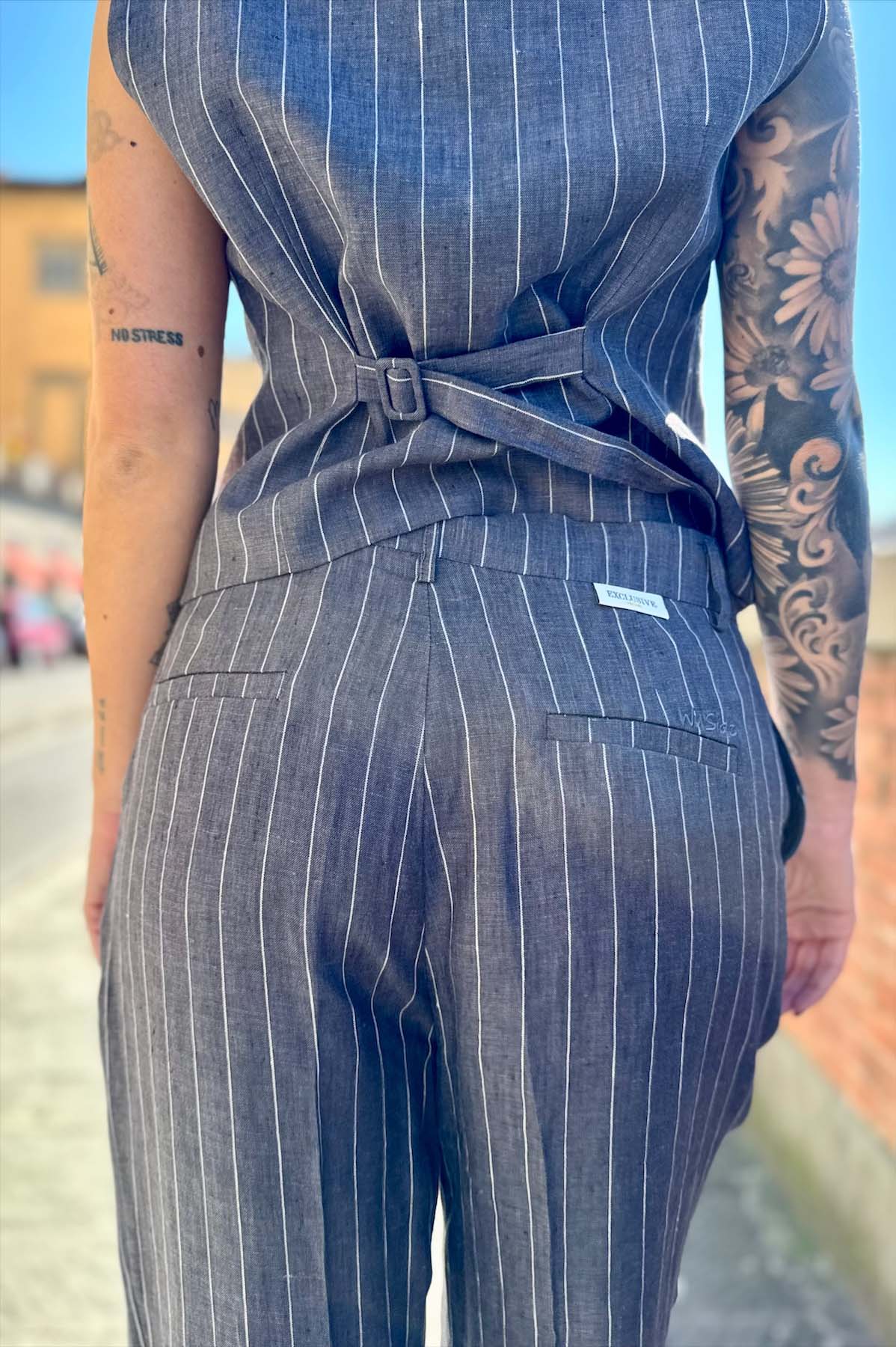 Pantalone Gessato in Lino