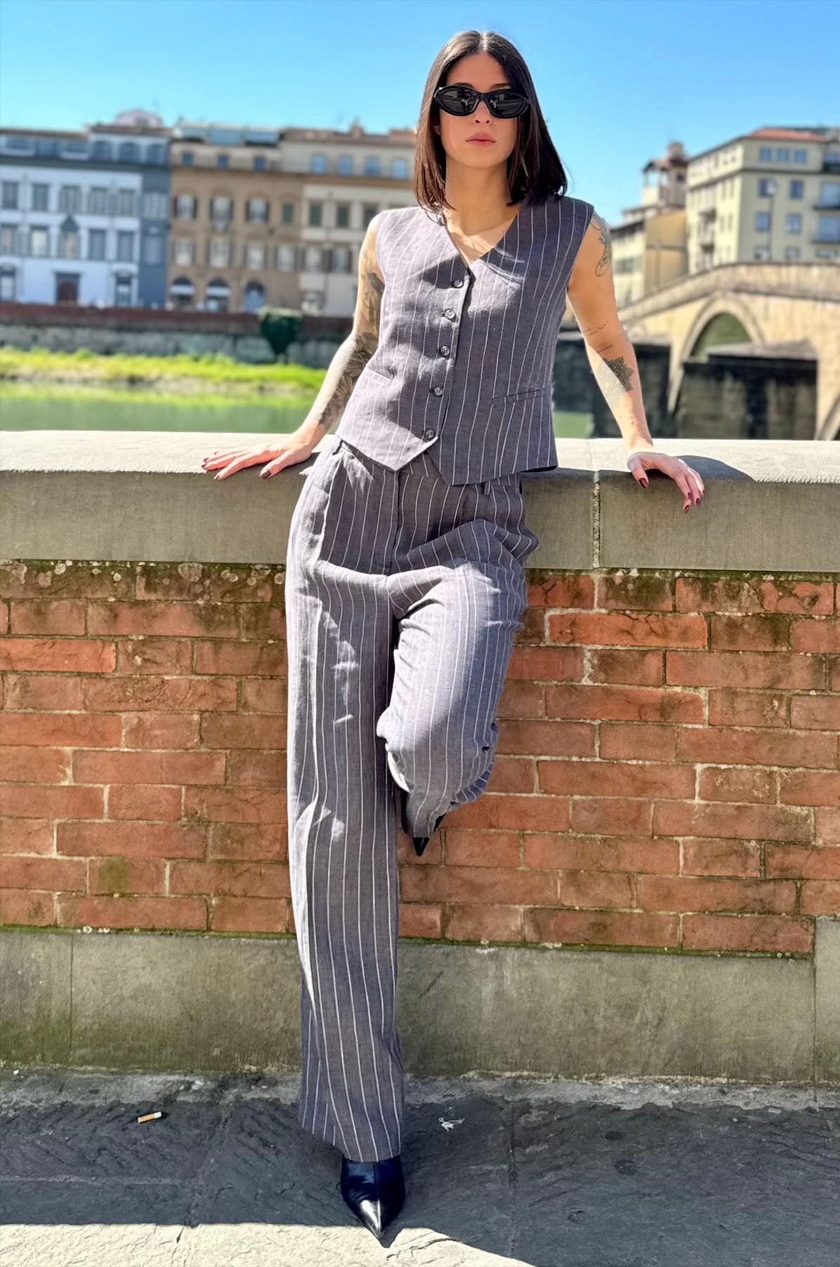 Pantalone Gessato in Lino