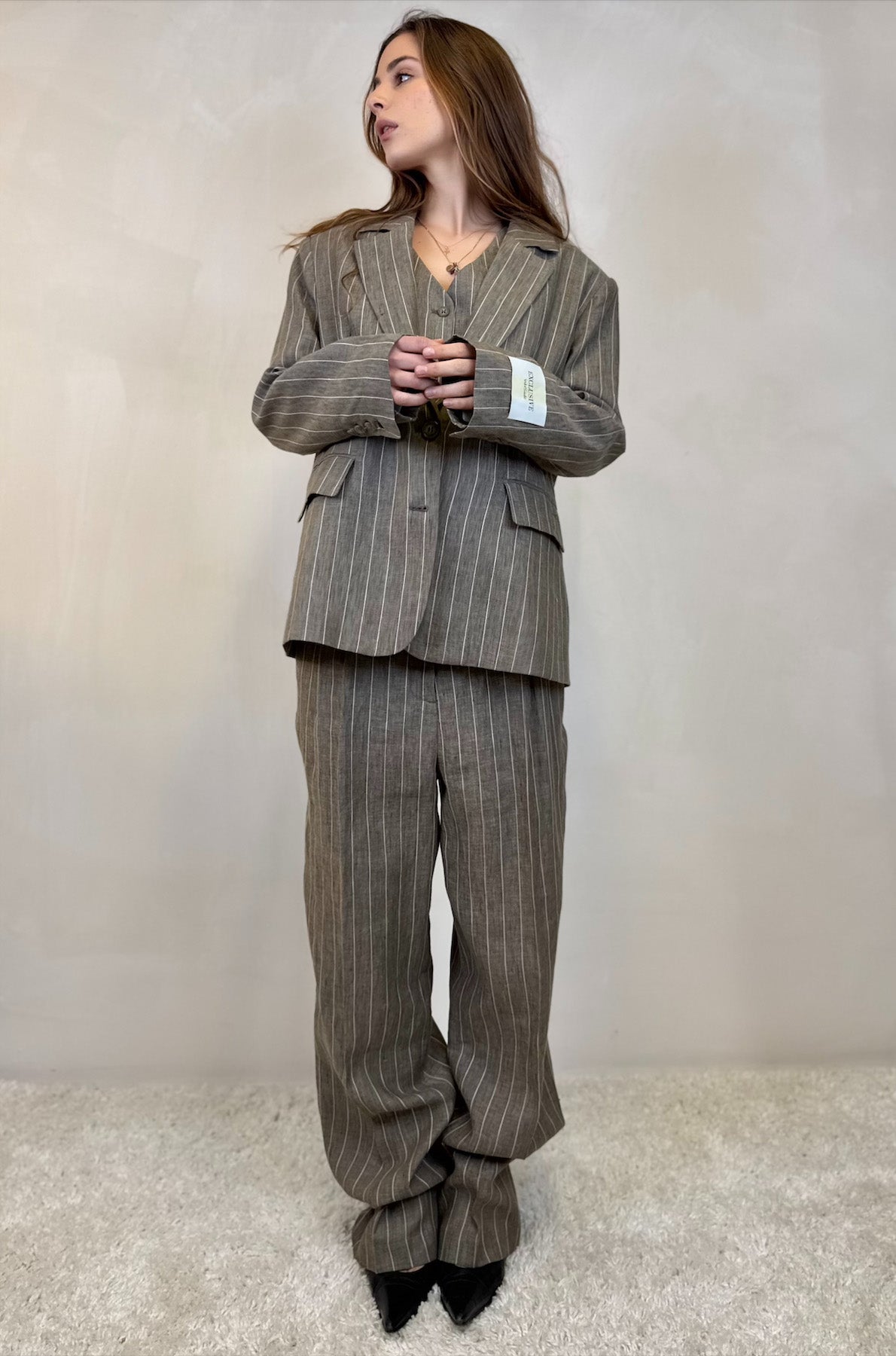 Pantalone Gessato in Lino
