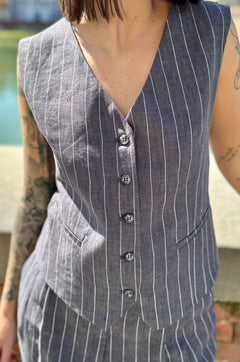 Gilet Gessato in Lino