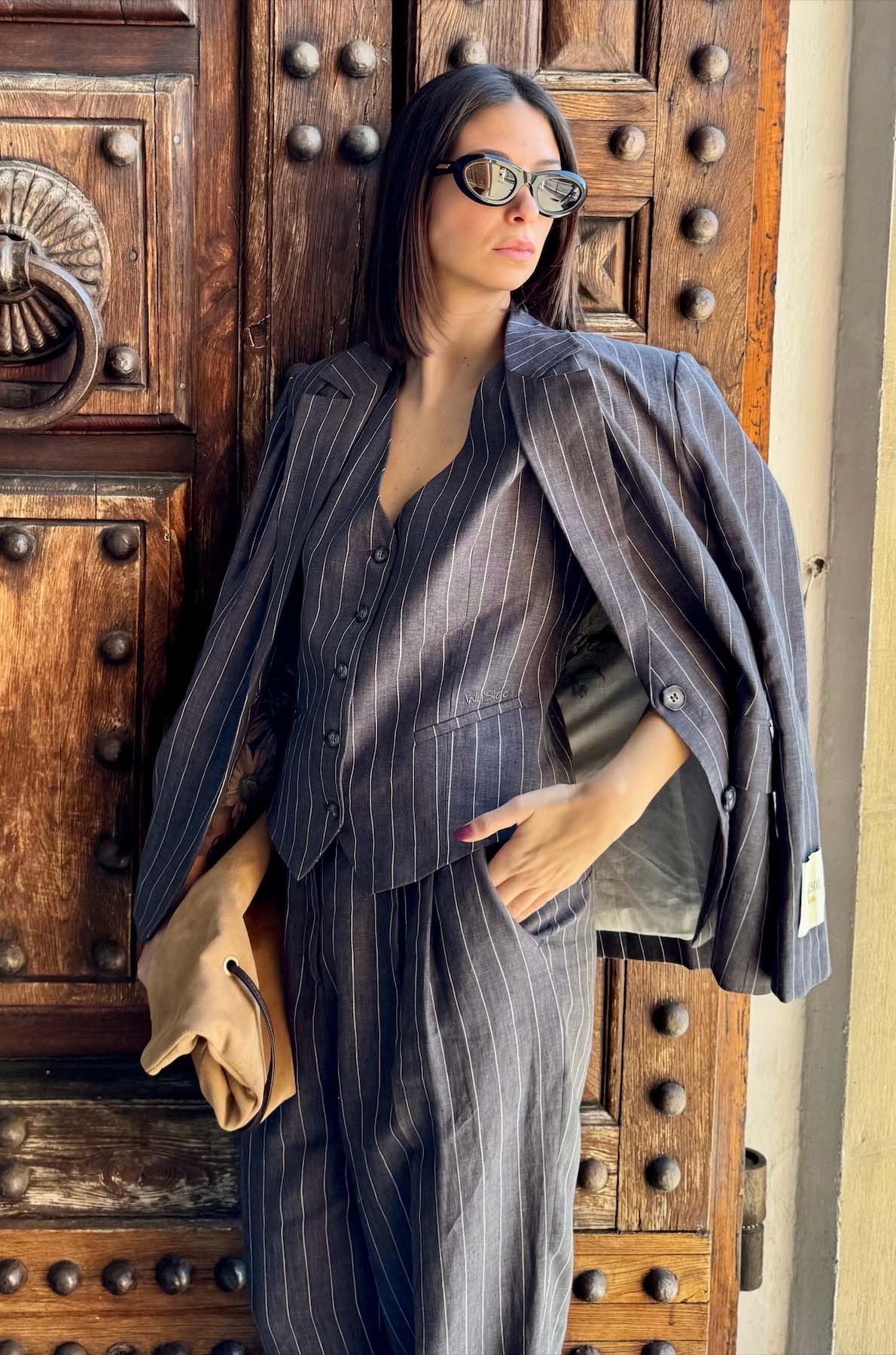 Gilet Gessato in Lino