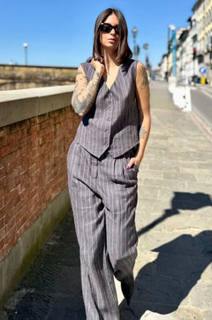 Gilet Gessato in Lino