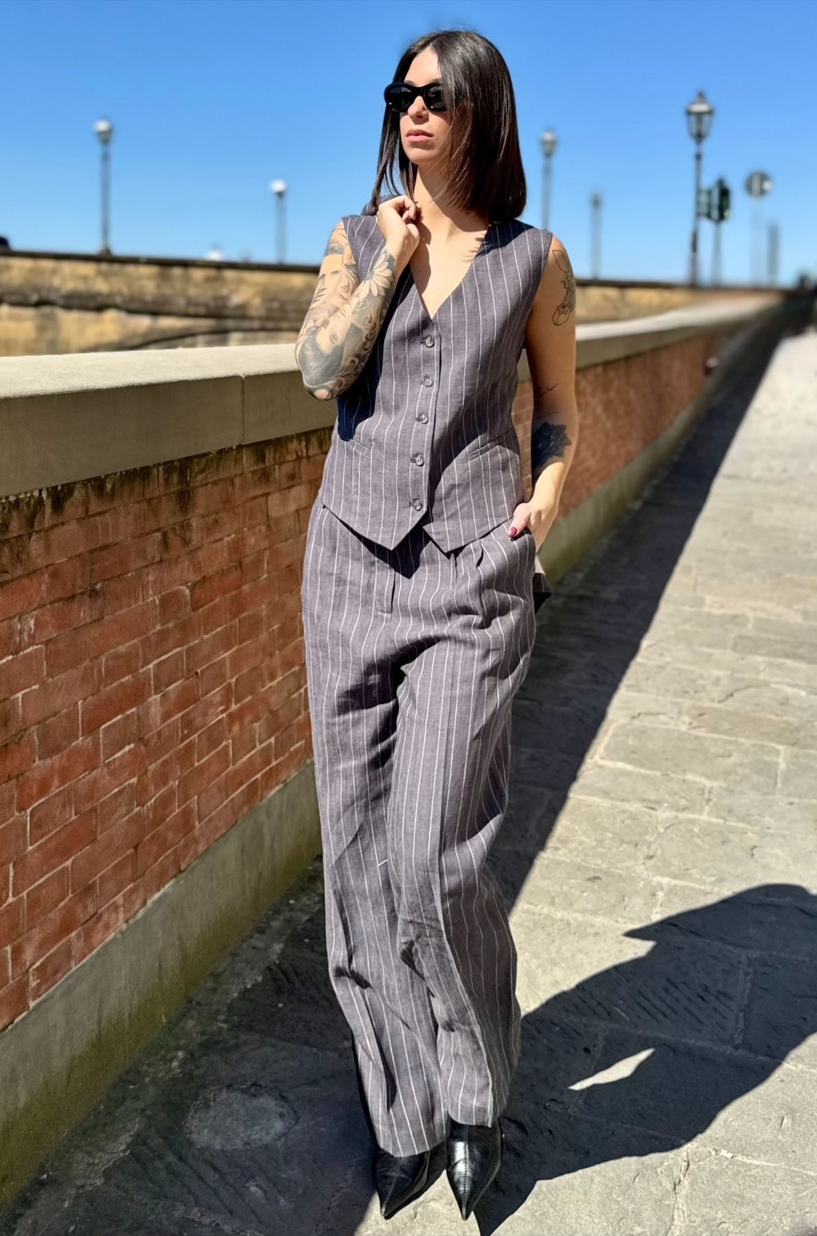 Gilet Gessato in Lino