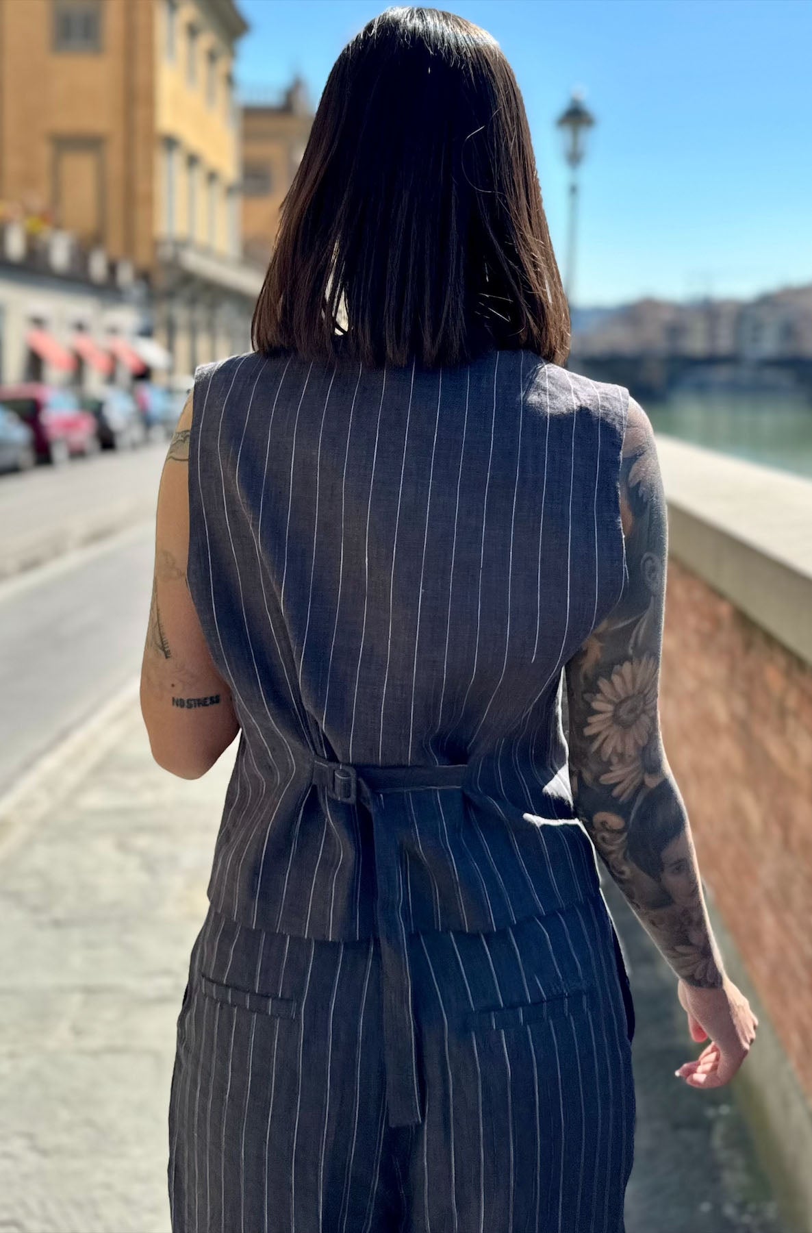 Gilet Gessato in Lino
