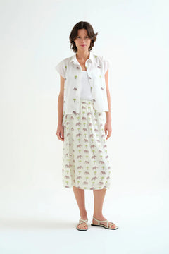 Camicia con stampa di elefanti e palme