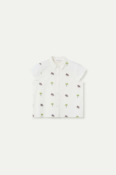 Camicia con stampa di elefanti e palme