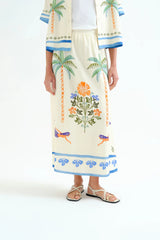Gonna lunga con stampa Palme e Sirene