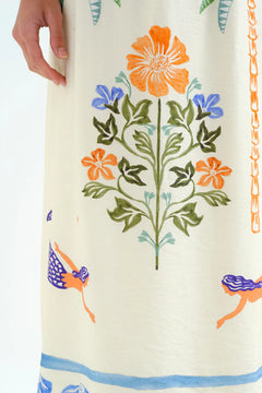 Gonna lunga con stampa Palme e Sirene