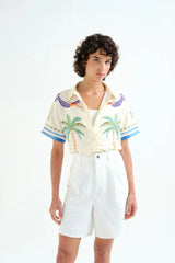 Camicia con stampa di palme e sirene