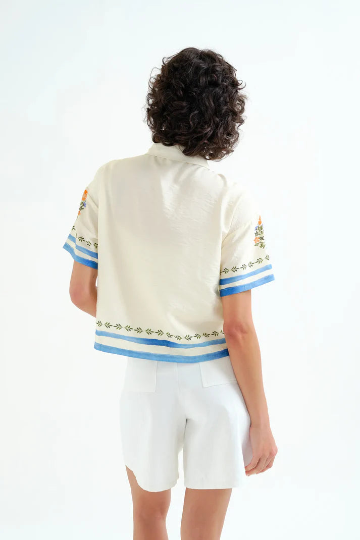 Camicia con stampa di palme e sirene