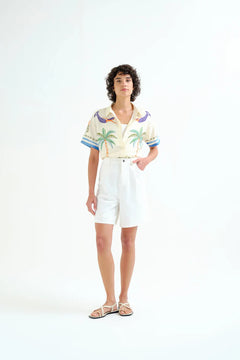Camicia con stampa di palme e sirene