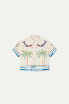 Camicia con stampa di palme e sirene