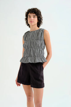 Top vichy nero a quadri