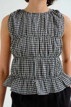 Top vichy nero a quadri