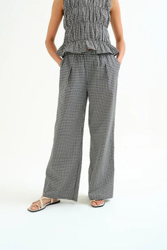 Pantalone vichy nero a quadri