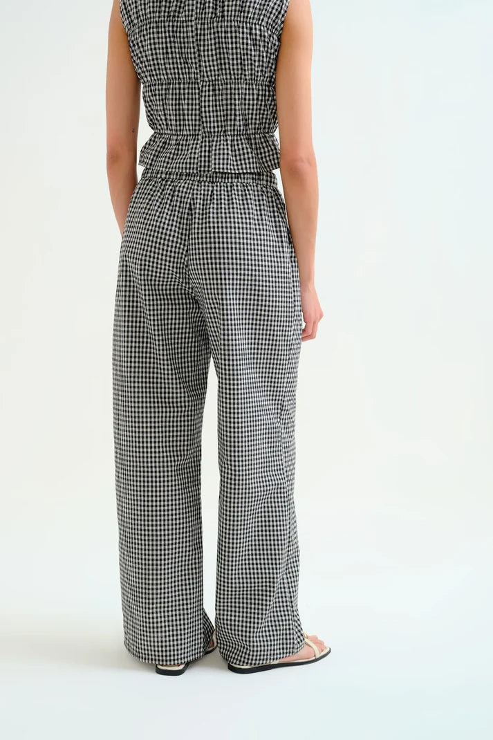 Pantalone vichy nero a quadri