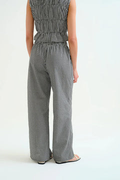 Pantalone vichy nero a quadri