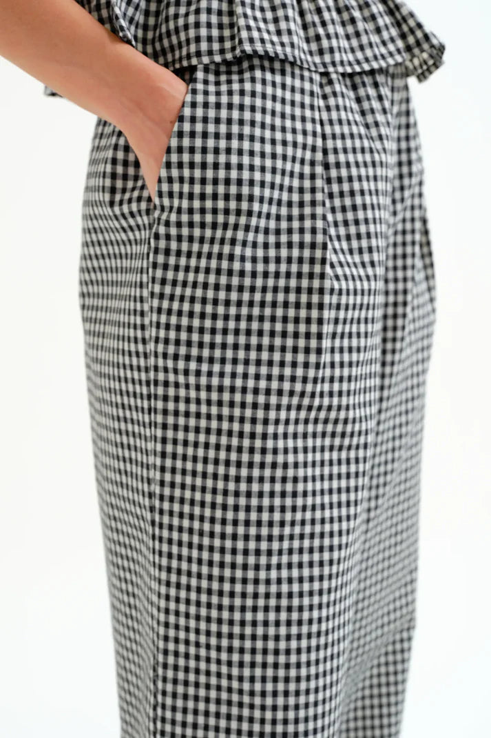 Pantalone vichy nero a quadri