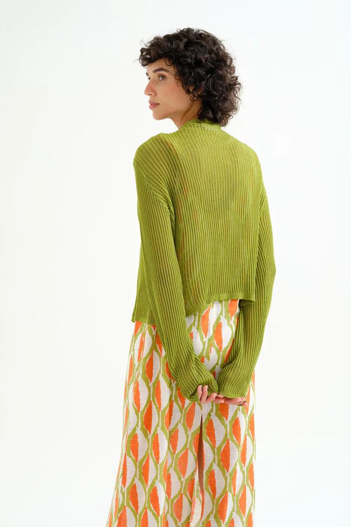 Cardigan verde in maglia