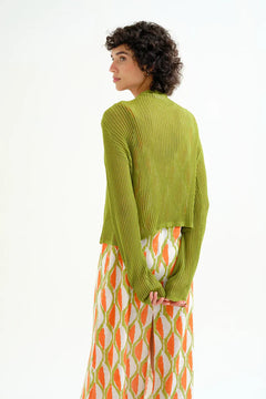 Cardigan verde in maglia