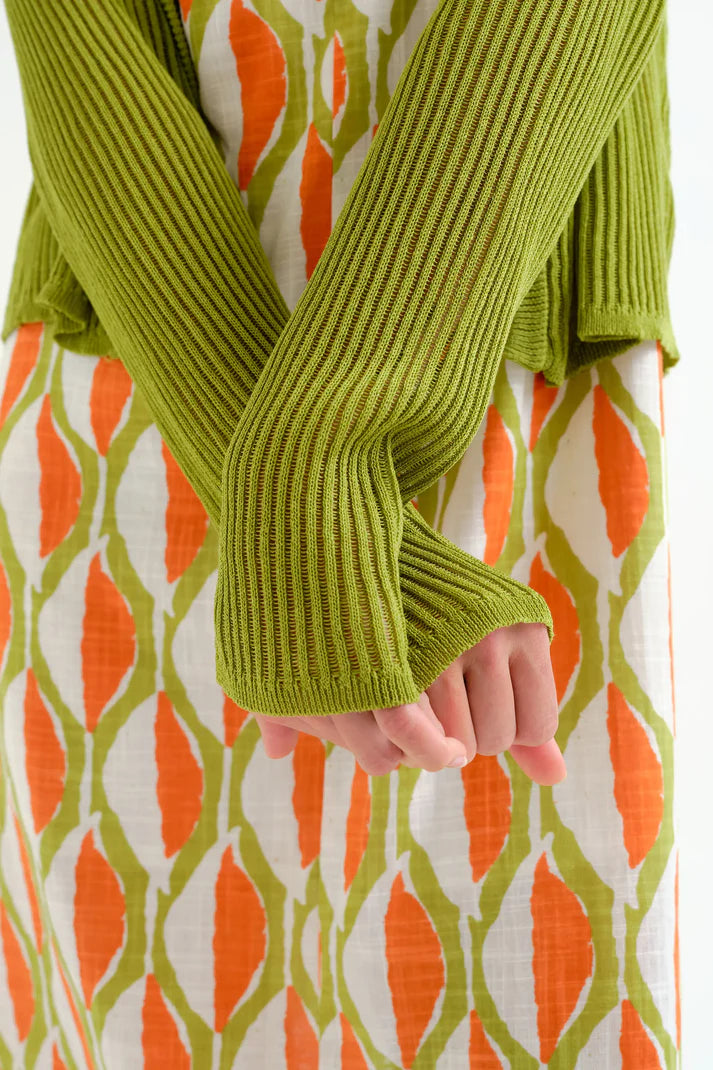 Cardigan verde in maglia