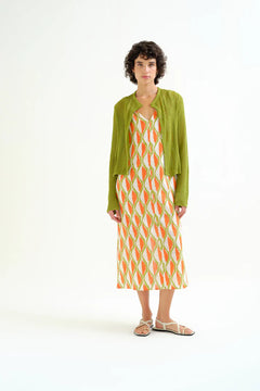 Cardigan verde in maglia