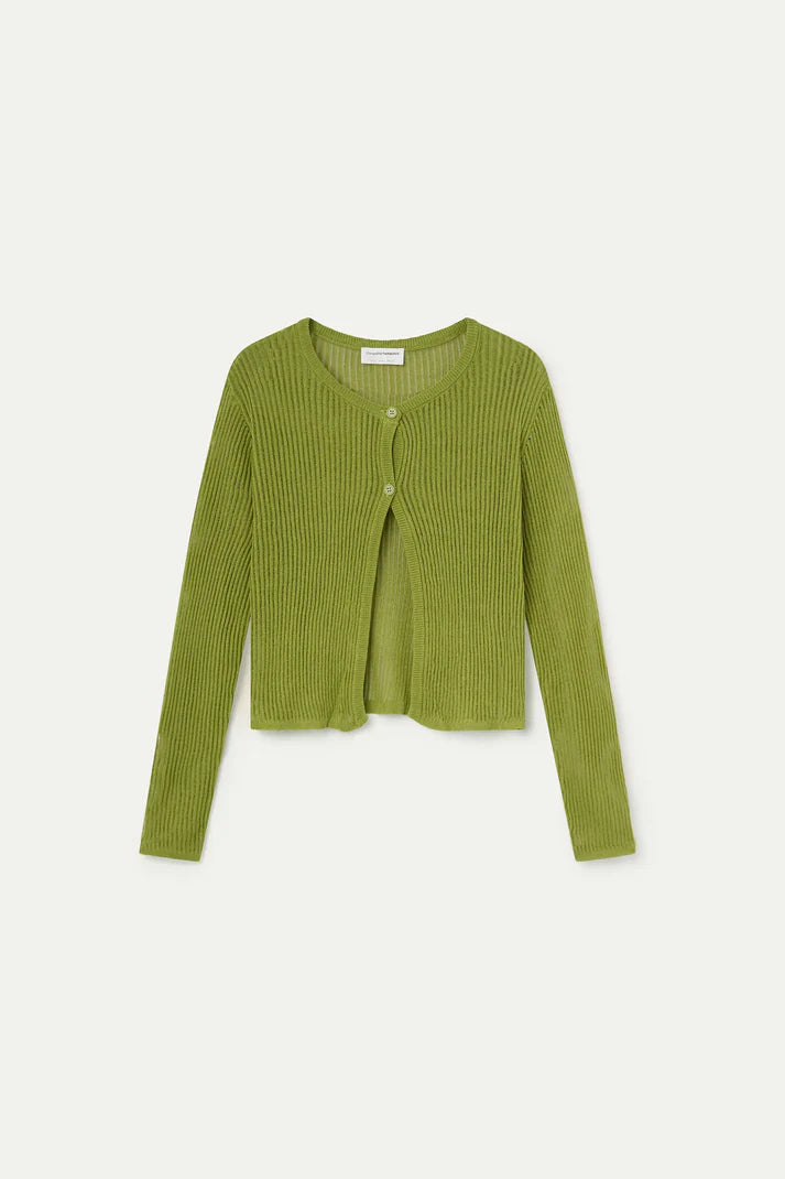 Cardigan verde in maglia