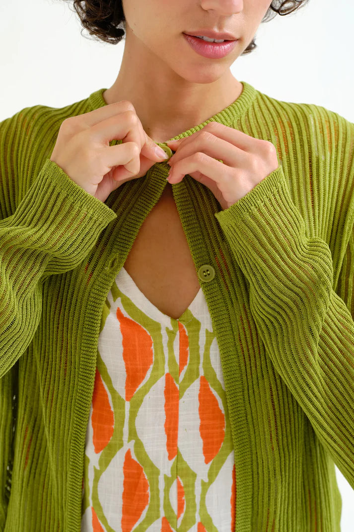 Cardigan verde in maglia