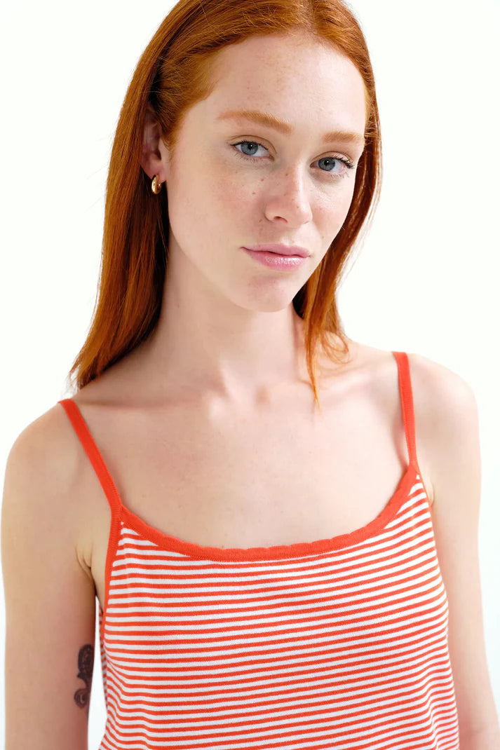 Top con stampa a righe bianche e rosse