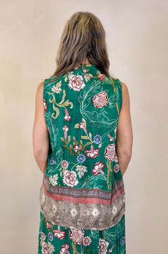 camicia smanicata fantasia floreale
