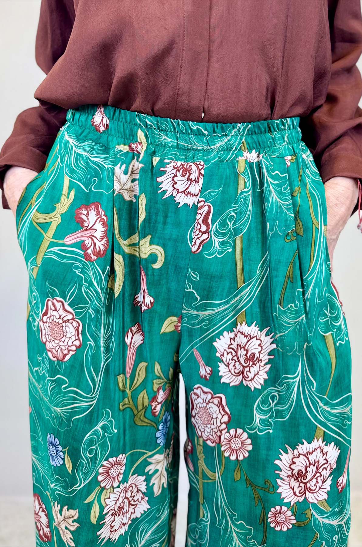 Pantalone palazzo in viscosa stampa floreale