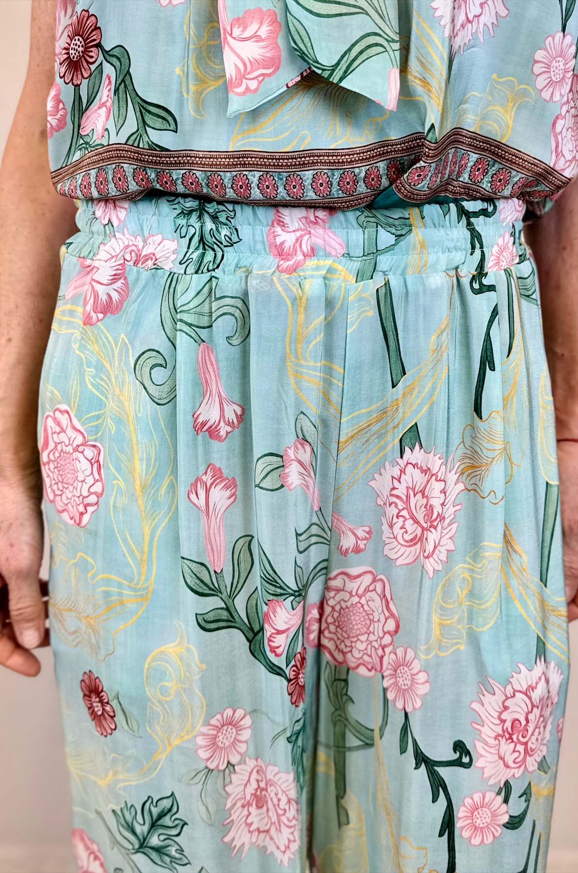Pantalone palazzo in viscosa stampa floreale