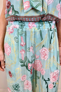 Pantalone palazzo in viscosa stampa floreale