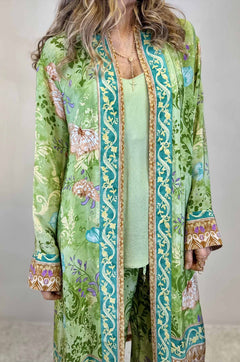 Kimono lungo in viscosa stampa farfalle