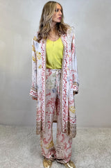 Kimono lungo in viscosa stampa farfalle