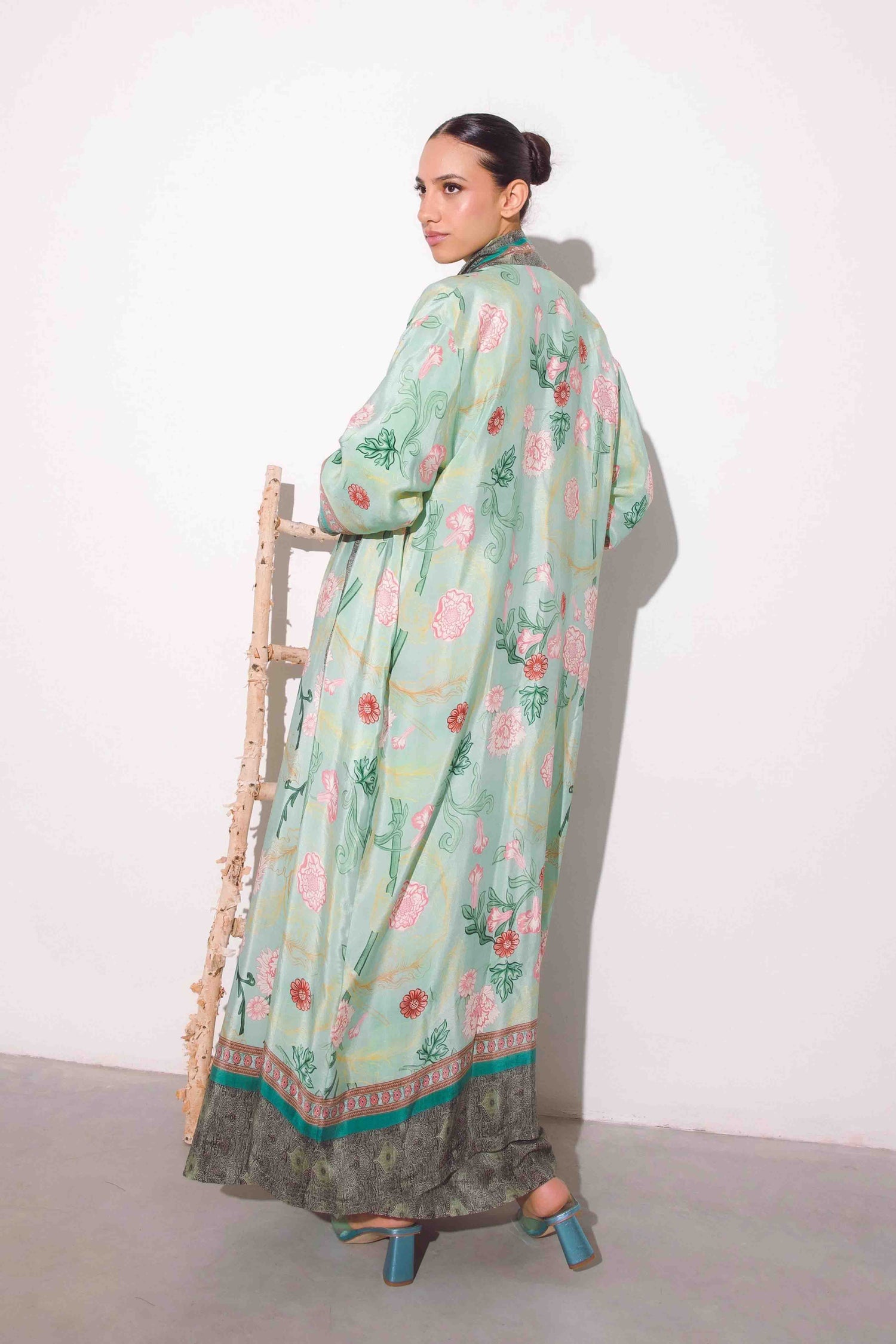 Kimono lungo in viscosa stampa floreale