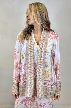 Kimono corto in viscosa stampa farfalle
