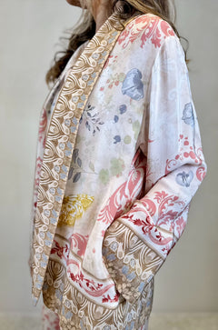 Kimono corto in viscosa stampa farfalle