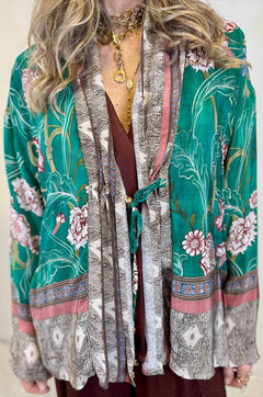 Giacca Kimono in viscosa stampa floreale