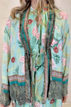 Giacca Kimono in viscosa stampa floreale