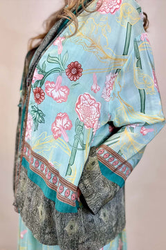 Giacca Kimono in viscosa stampa floreale